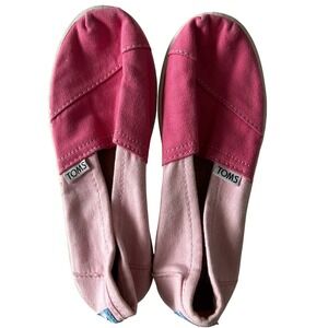 TOMS Kids Canvas Slip On Shoes Pink Two Tone Size 2 Y